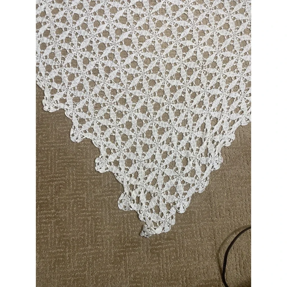 Vintage Handmade Crochet‎ Doily Tablecloth Bedspread Ecru Off White Twin 80